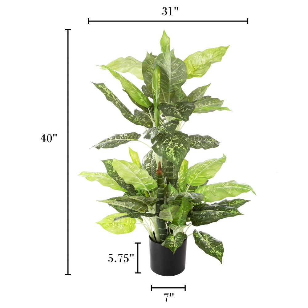 Artificial Dieffenbachia Plant 40 Inch Faux Greenery Home Pot Image 2