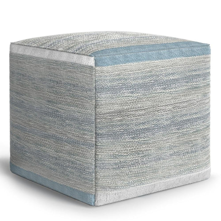 Naya Cube Pouf Handwoven Cotton Upholstered 16x16 inch Multi-functional Ottoman Image 1