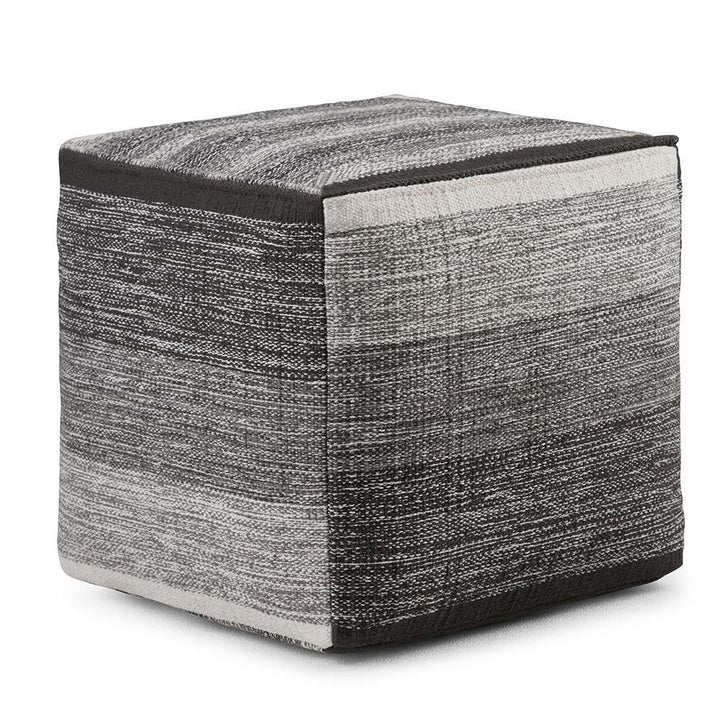 Naya Cube Pouf Handwoven Cotton Upholstered 16x16 inch Multi-functional Ottoman Image 1