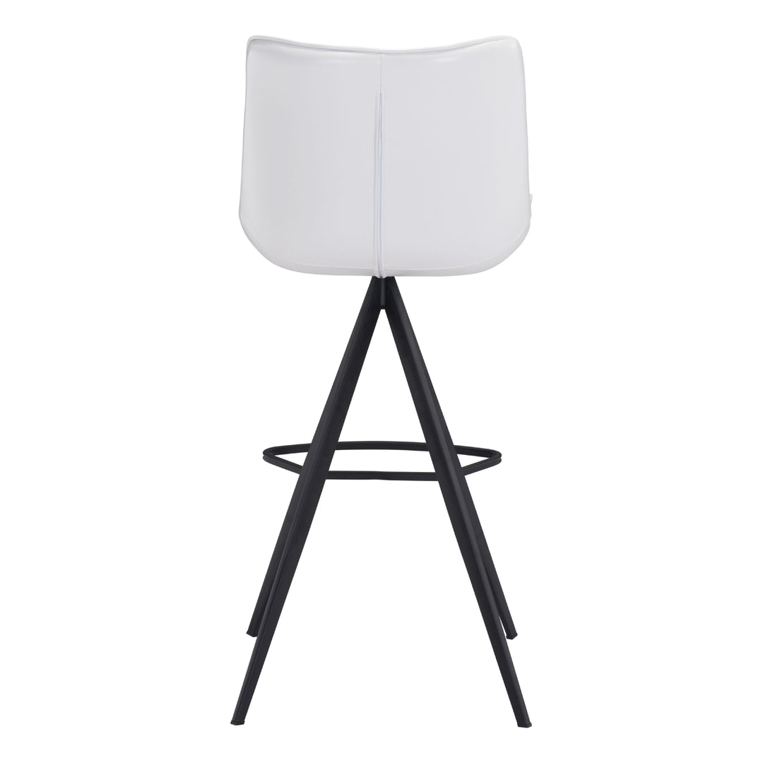 Aki Barstool Set of 2 White Faux Leather Splayed Legs Black Footrest Image 5