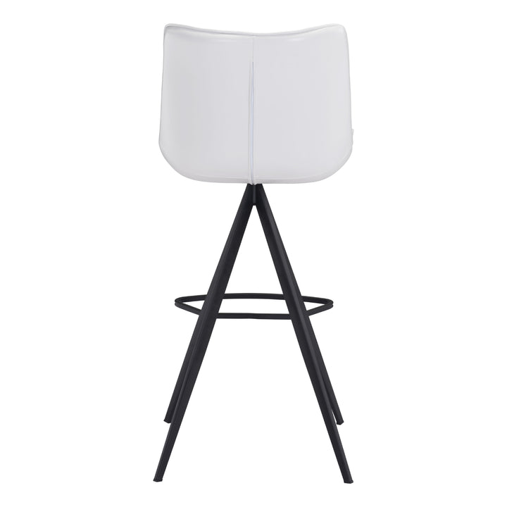 Aki Barstool Set of 2 White Faux Leather Splayed Legs Black Footrest Image 5