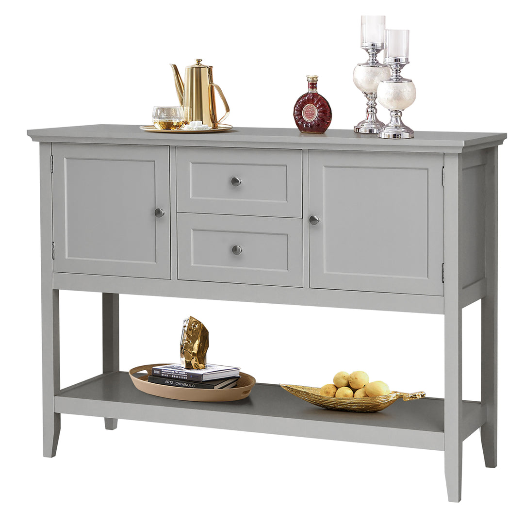 Costway Sideboard Buffet Table Wooden Console Table w/ Drawers and Storage Cabinets Blue/Brown/Gray/Beige Image 6