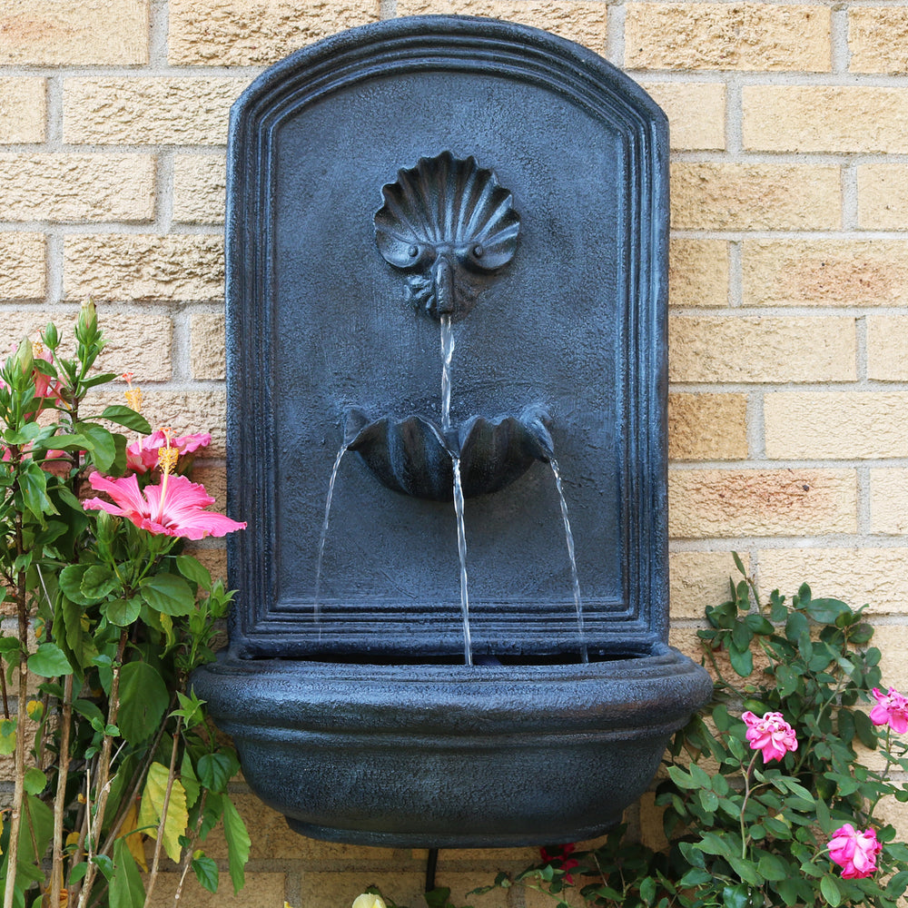 Sunnydaze Seaside Outdoor Solar Wall Fountain with Battery - Lead Image 2