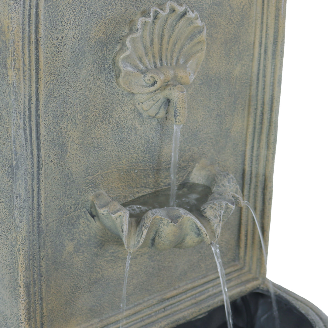 Sunnydaze Seaside Outdoor Solar Wall Fountain with Battery - Limestone Image 5