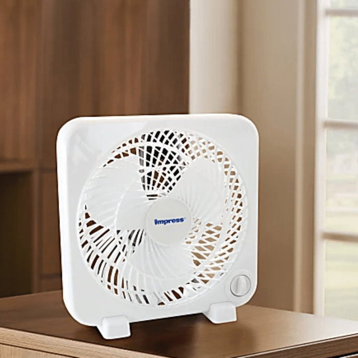 Impress 9-Inch Box Fan 3-Speed Portable White Model IM-719BX Quiet Operation Image 5