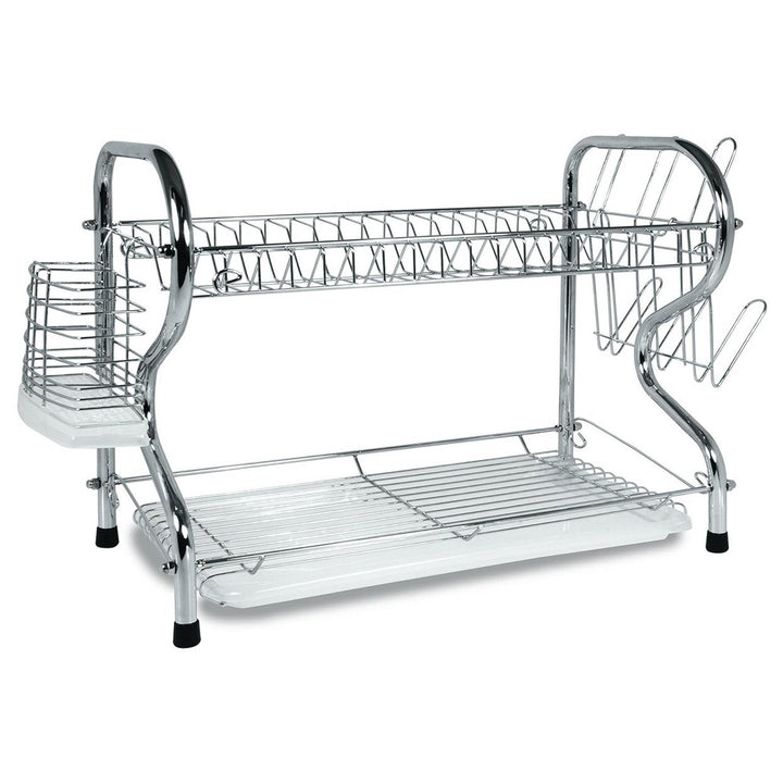 Better Chef 16 Inch Chrome R-Shaped Dish Rack 2-Level with Draining Tray Model DR-164 Image 1