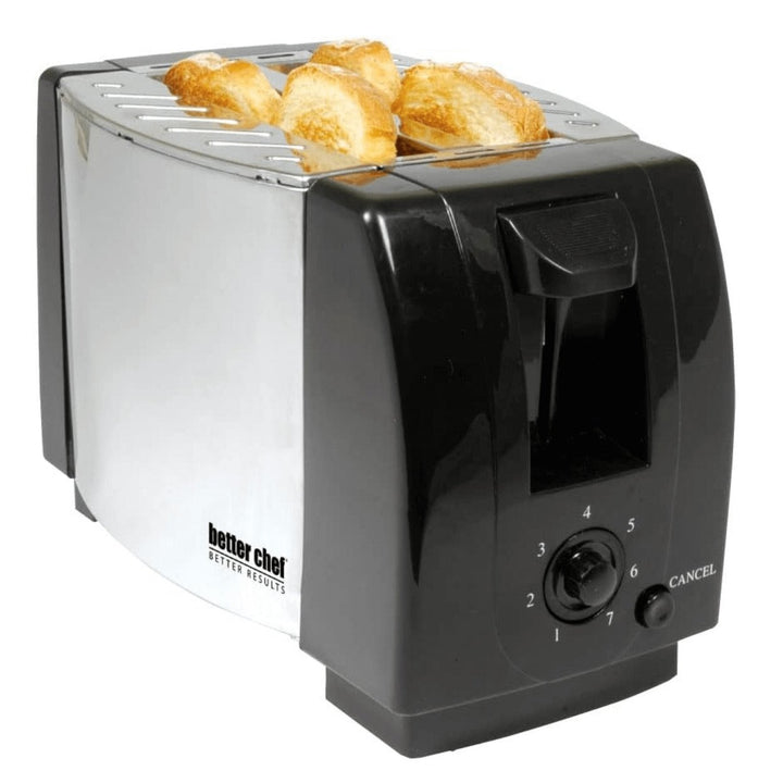 Better Chef 2-Slice Toaster Adjustable Browning with Pull-Out Crumb Tray Black Image 3