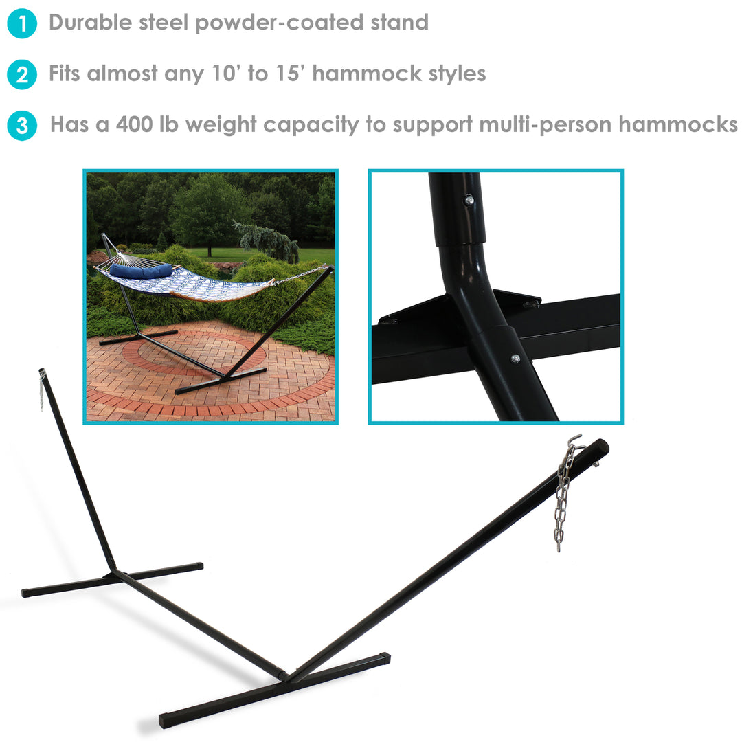 Sunnydaze Powder-Coated Steel Beam Construction Hammock Stand - 15 ft Image 4