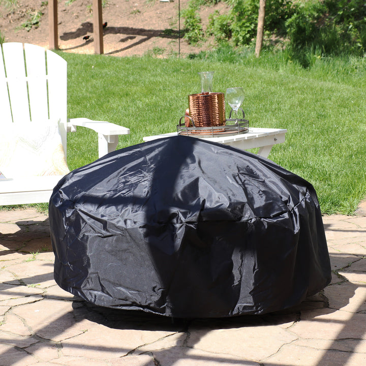 Sunnydaze 40 in Heavy-Duty PVC Round Outdoor Fire Pit Cover - Black Image 4