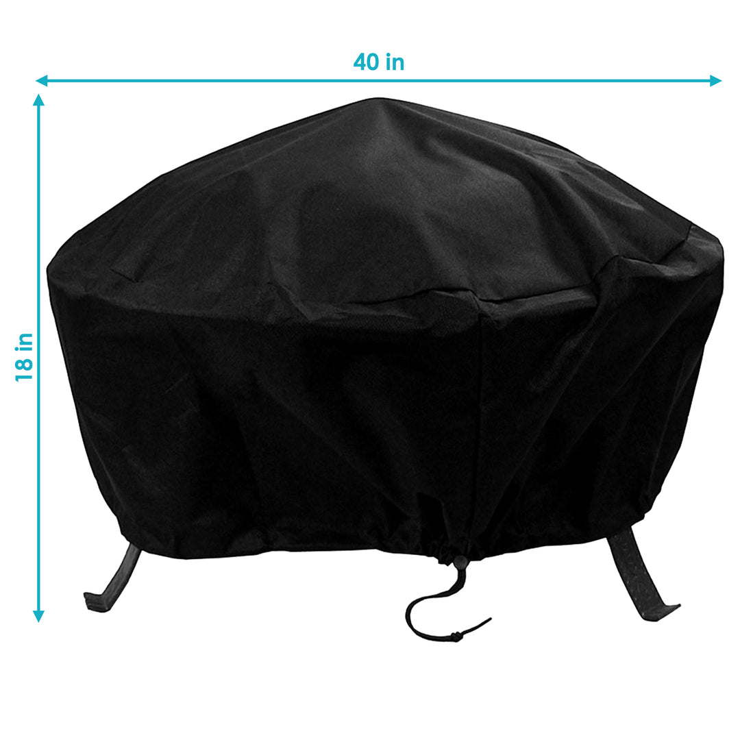 Sunnydaze 40 in Heavy-Duty PVC Round Outdoor Fire Pit Cover - Black Image 3