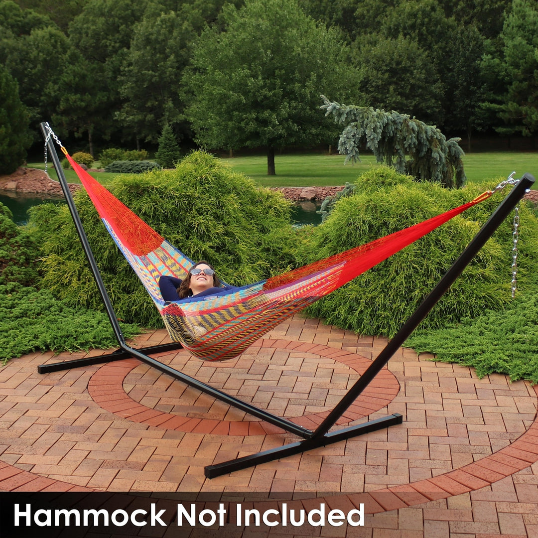 Sunnydaze Powder-Coated Steel Beam Construction Hammock Stand - 15 ft Image 8