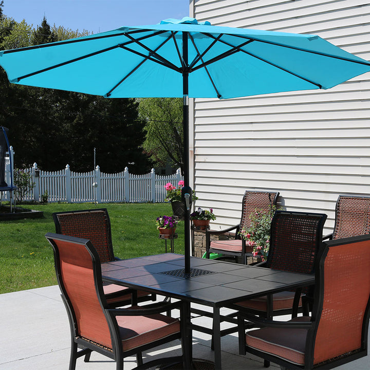 Sunnydaze 9 ft Aluminum Patio Umbrella with Tilt and Crank - Turquoise Image 3