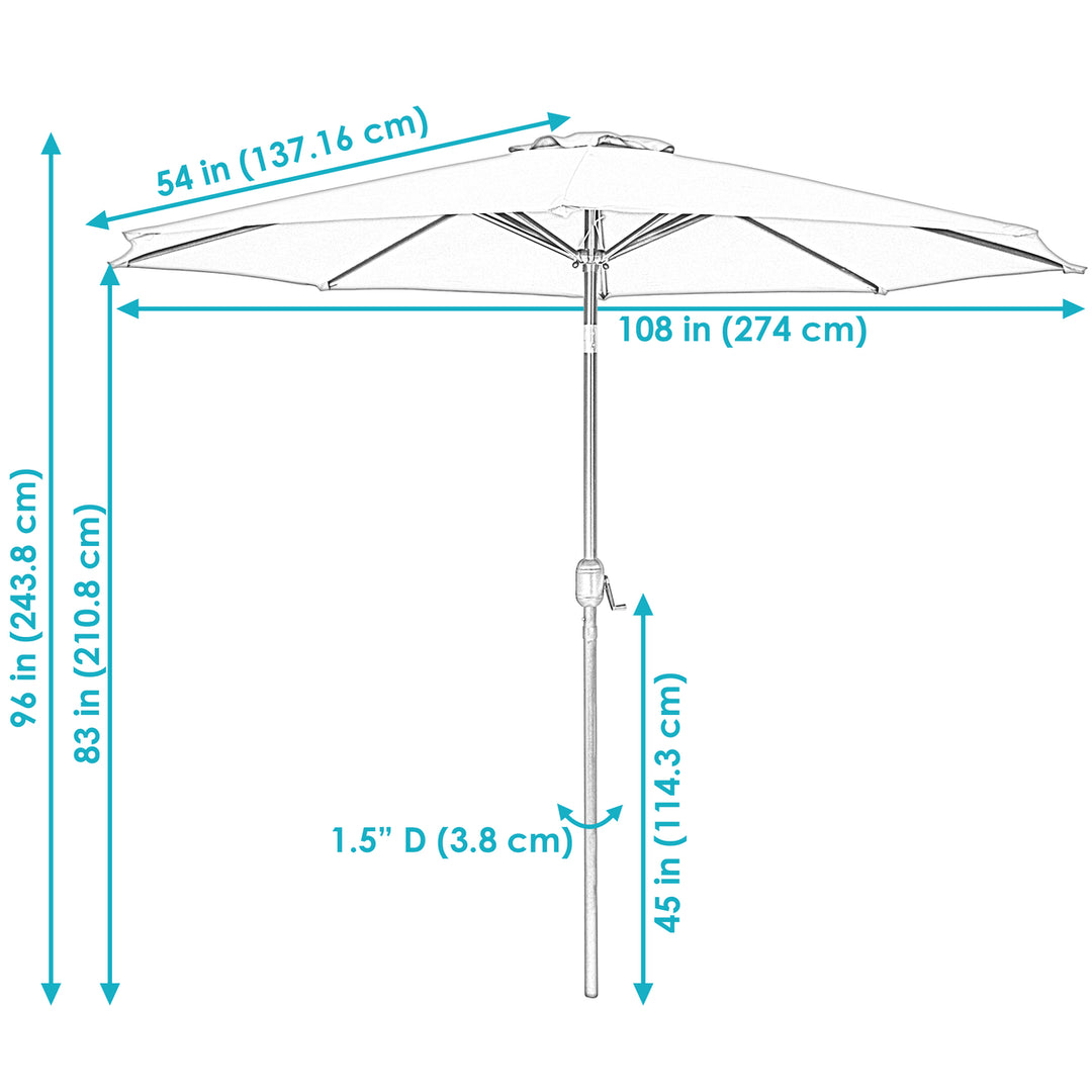 Sunnydaze 9 ft Aluminum Patio Umbrella with Tilt and Crank - Turquoise Image 7