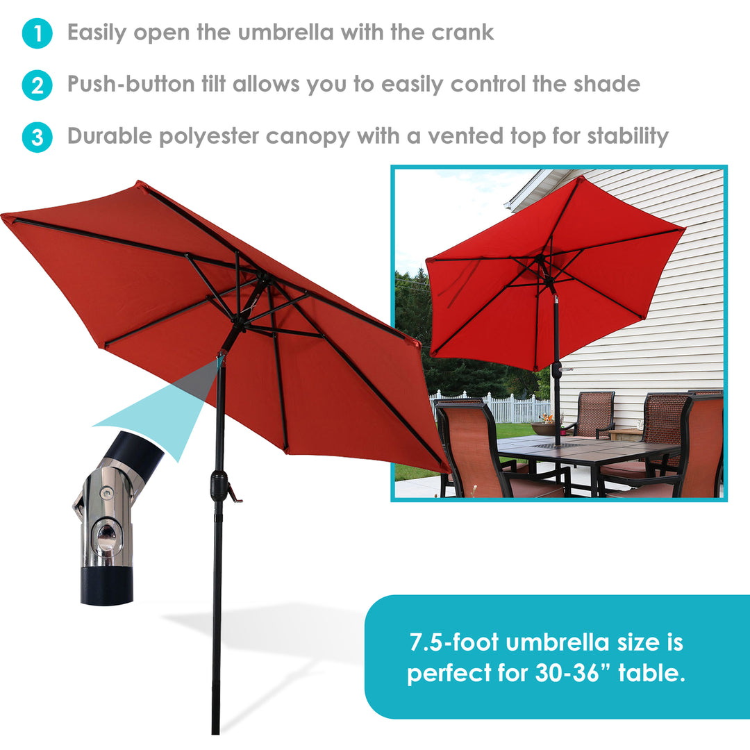 Sunnydaze 7.5 ft Aluminum Patio Umbrella with Tilt and Crank - Burnt Orange Image 2