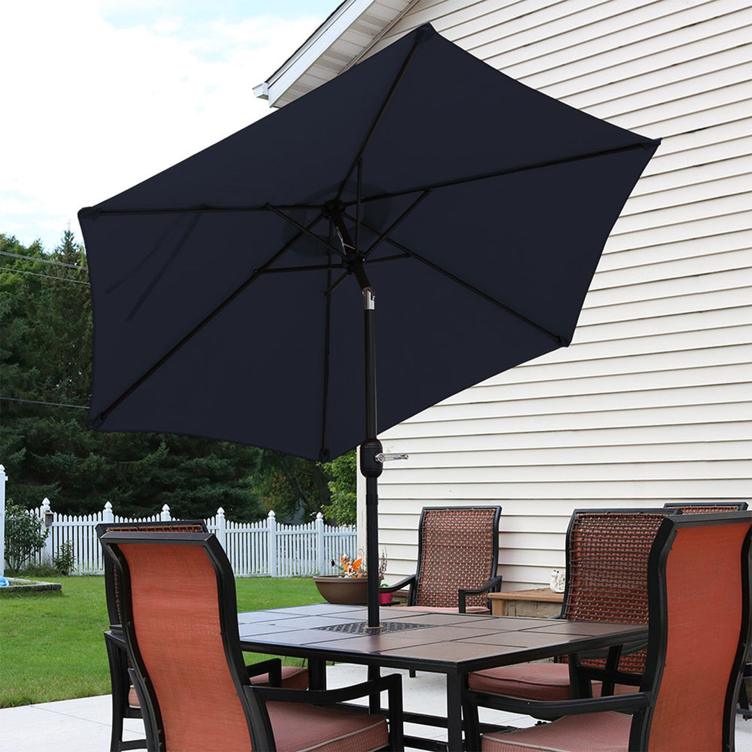 Sunnydaze 7.5 ft Aluminum Patio Umbrella with Tilt and Crank - Blue Image 5