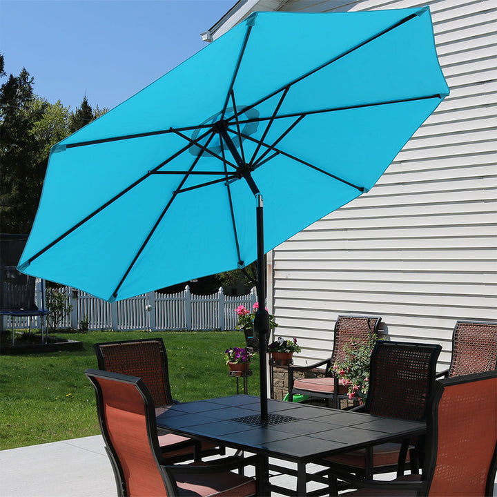 Sunnydaze 9 ft Aluminum Patio Umbrella with Tilt and Crank - Turquoise Image 2