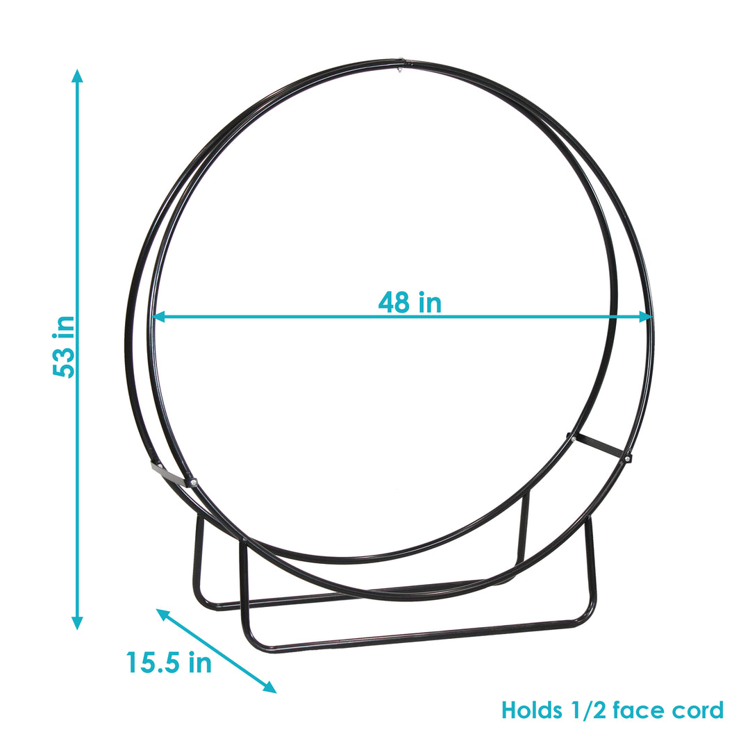 Sunnydaze 48 in Black Powder-Coated Steel Firewood Log Hoop Rack Image 4