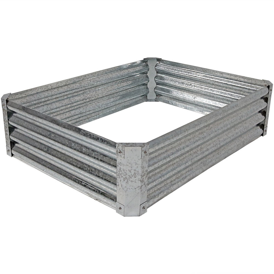 Sunnydaze Galvanized Steel Rectangle Raised Garden Bed - Gray - 48 in Image 1