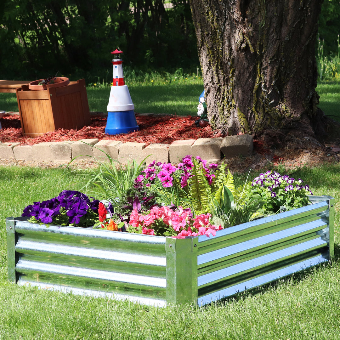 Sunnydaze Galvanized Steel Rectangle Raised Garden Bed - Gray - 48 in Image 4