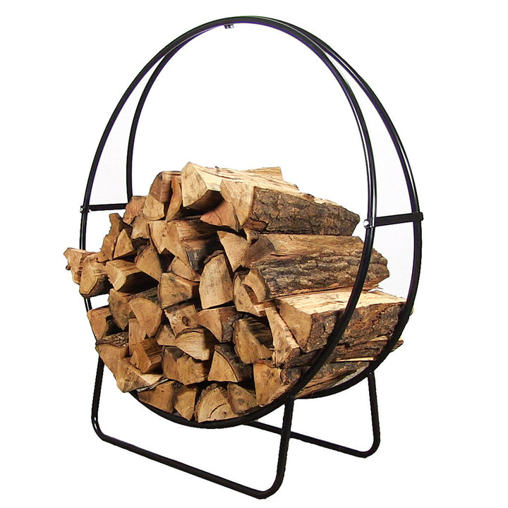 Sunnydaze 48 in Black Powder-Coated Steel Firewood Log Hoop Rack Image 7