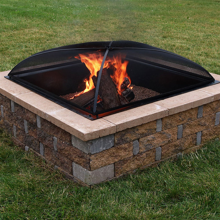 Sunnydaze 31 in Square Steel Mesh Fire Pit Spark Screen Image 4