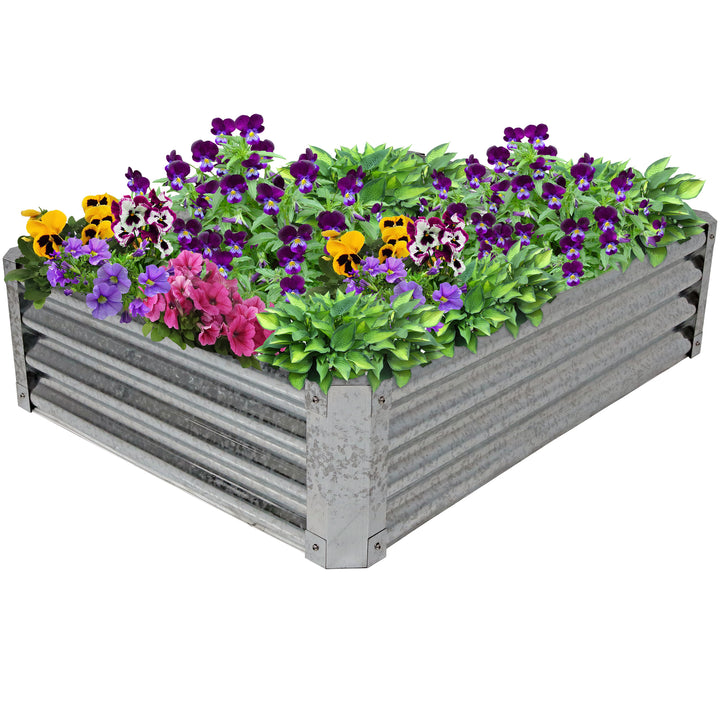 Sunnydaze Galvanized Steel Rectangle Raised Garden Bed - Gray - 48 in Image 5