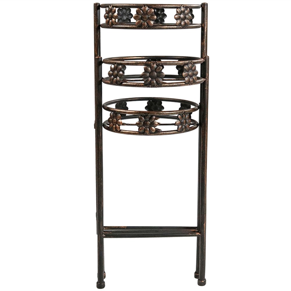 Sunnydaze Bronze Painted Metal 3-Tier Staggered Folding Plant Stand - 29 in Image 6