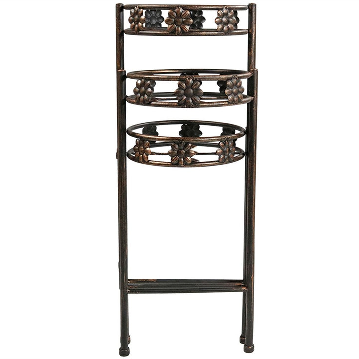 Sunnydaze Bronze Painted Metal 3-Tier Staggered Folding Plant Stand - 29 in Image 6