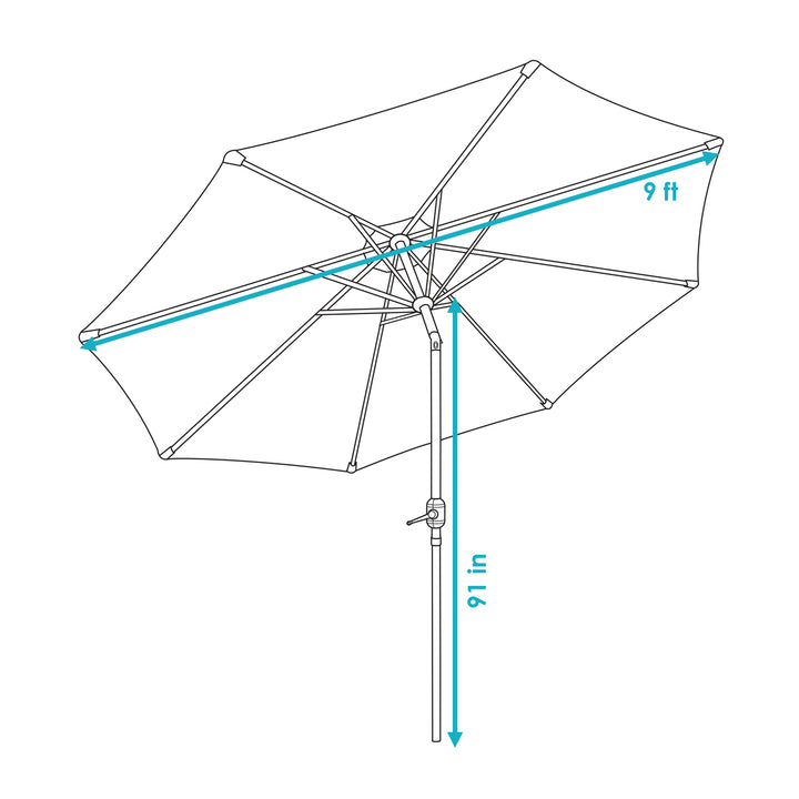 Sunnydaze 9 ft Aluminum Patio Umbrella with Tilt and Crank - Awning Stripe Image 5