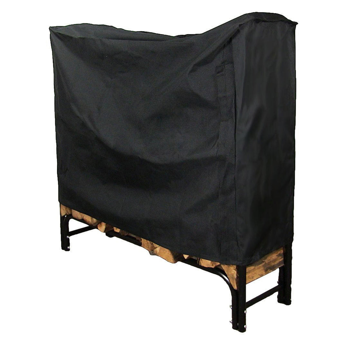 Sunnydaze 4 ft Heavy-Duty Polyester Firewood Log Rack Cover - Black Image 6