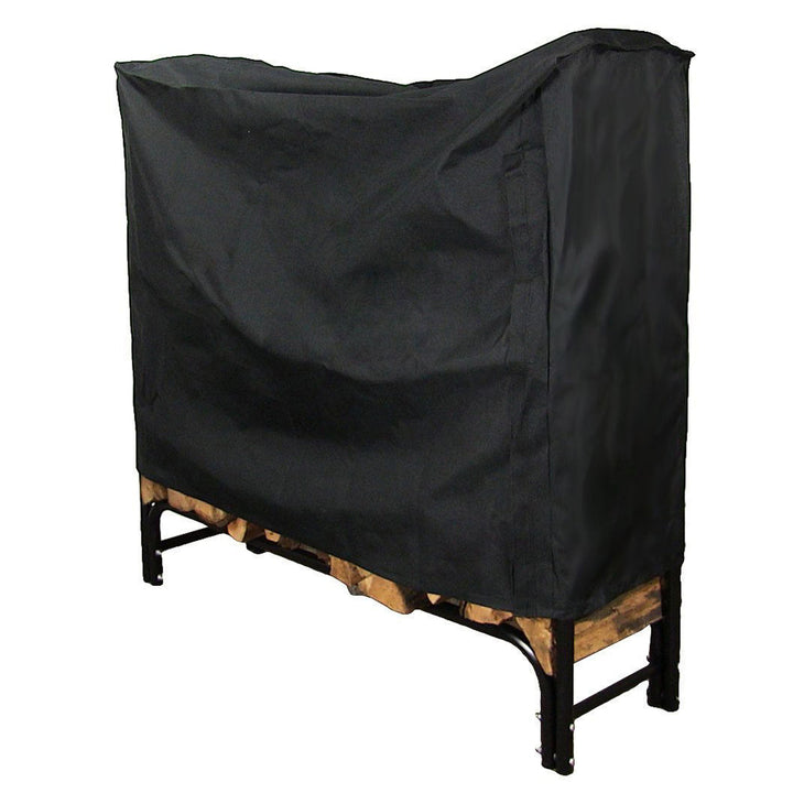 Sunnydaze 4 ft Heavy-Duty Polyester Firewood Log Rack Cover - Black Image 6