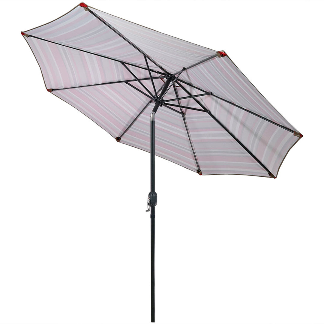 Sunnydaze 9 ft Aluminum Patio Umbrella with Tilt and Crank - Awning Stripe Image 10