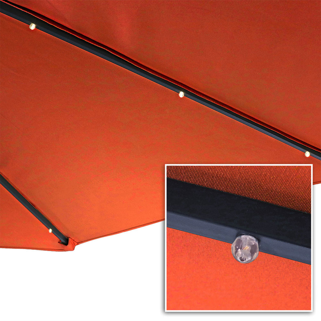 Sunnydaze 10 ft Solar Offset Steel Patio Umbrella with Crank - Burnt Orange Image 5