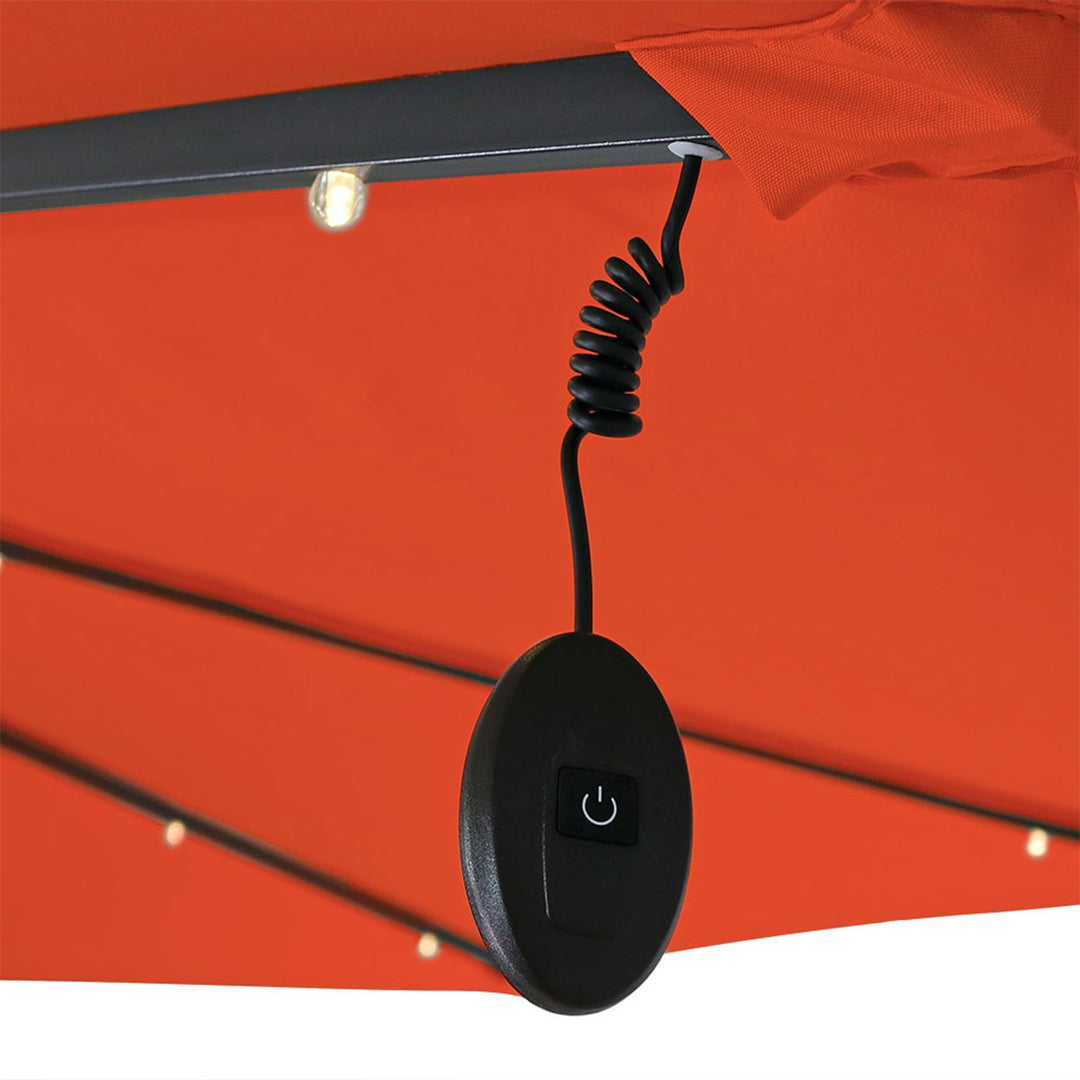 Sunnydaze 10 ft Solar Offset Steel Patio Umbrella with Crank - Burnt Orange Image 6