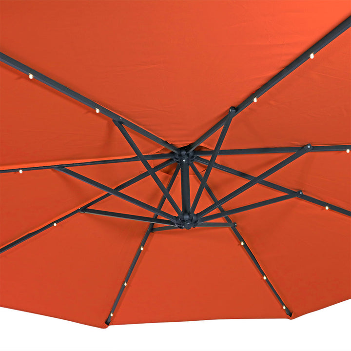 Sunnydaze 10 ft Solar Offset Steel Patio Umbrella with Crank - Burnt Orange Image 7