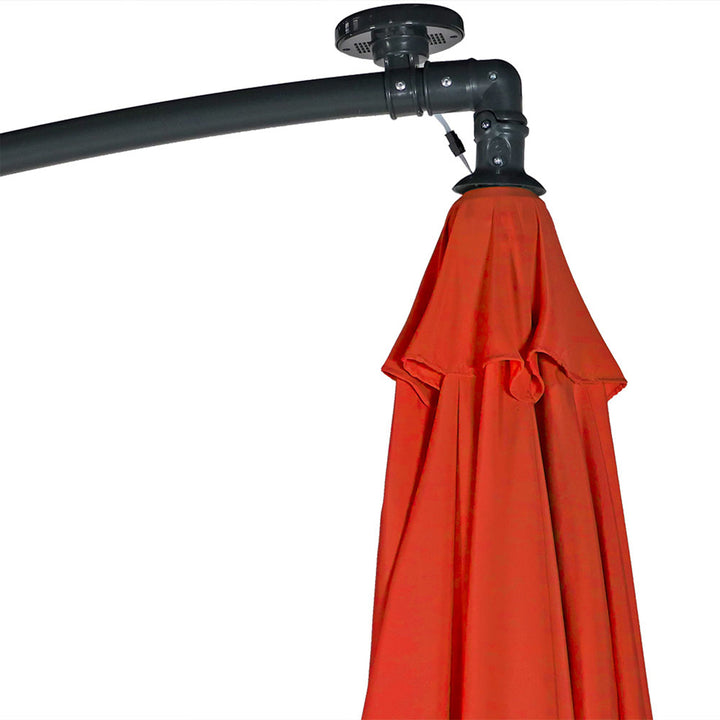 Sunnydaze 10 ft Solar Offset Steel Patio Umbrella with Crank - Burnt Orange Image 11