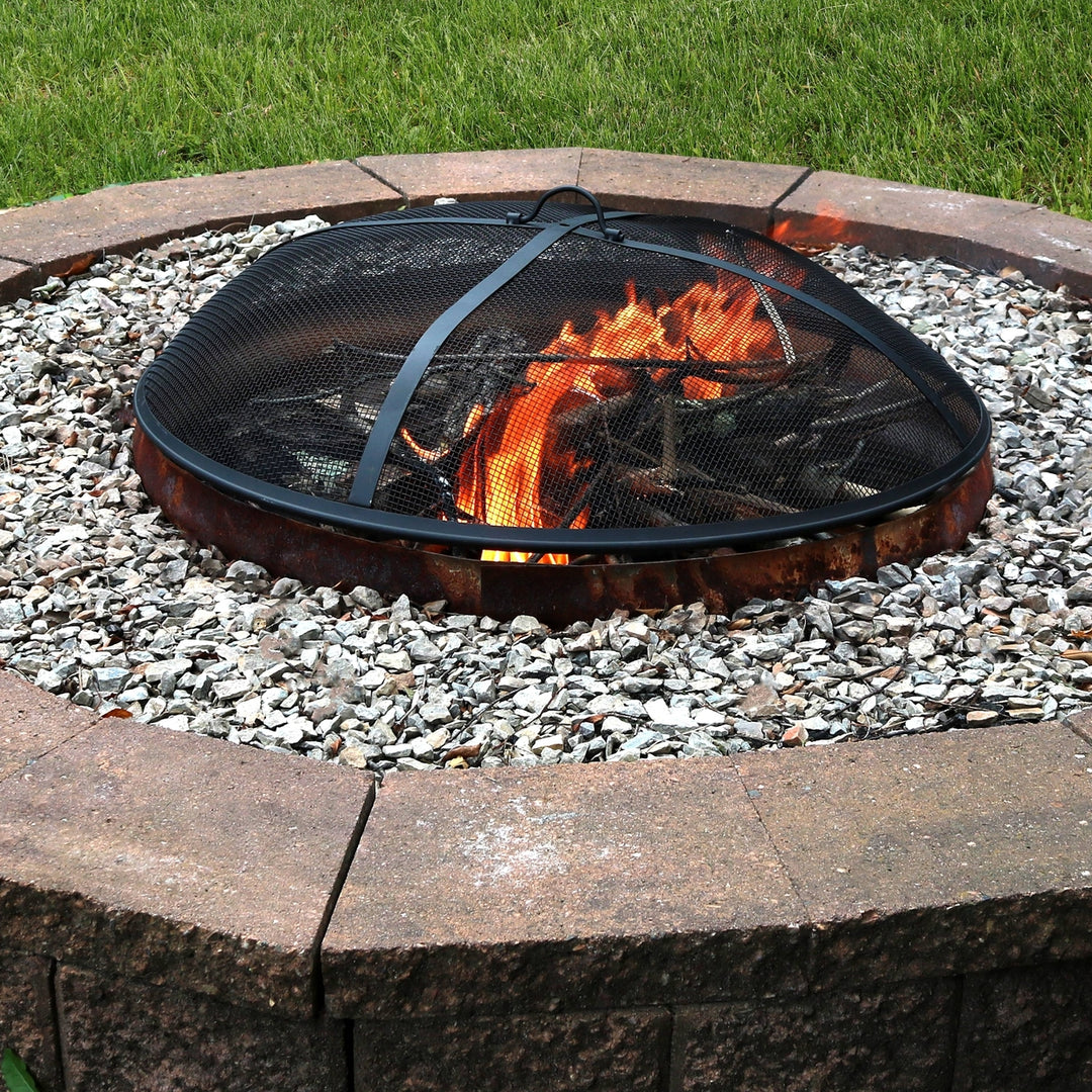 Sunnydaze 40 in Steel Round Fire Pit Spark Screen Image 4