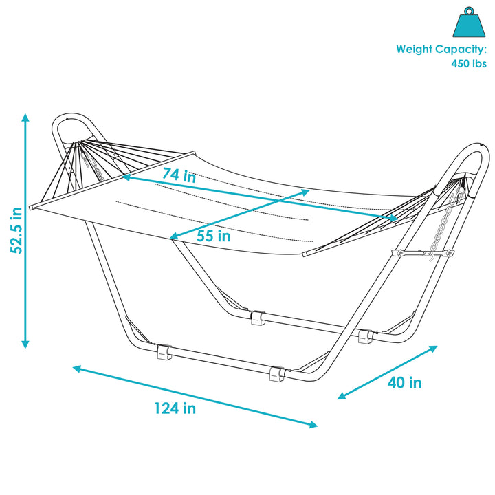 Sunnydaze Large Quilted Hammock with Universal Steel Stand - Catalina Beach Image 3