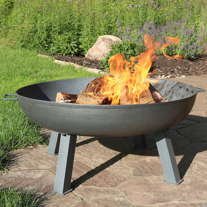 Sunnydaze 34 in Rustic Cast Iron Fire Pit Bowl with Stand - Steel Image 6