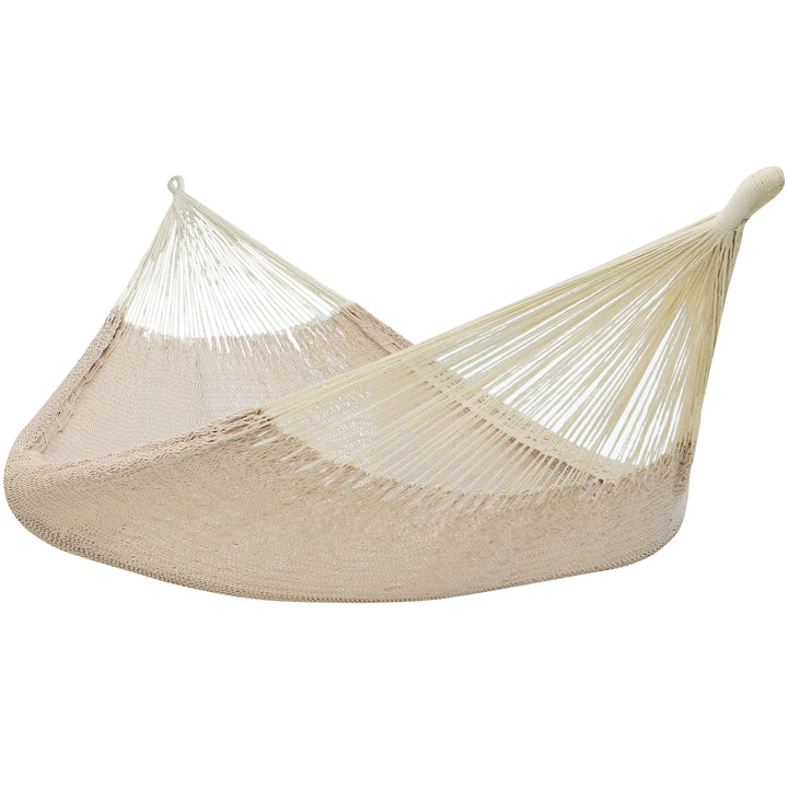 Sunnydaze 2-Person Cotton and Nylon Woven Fabric Hammock - Natural Image 1