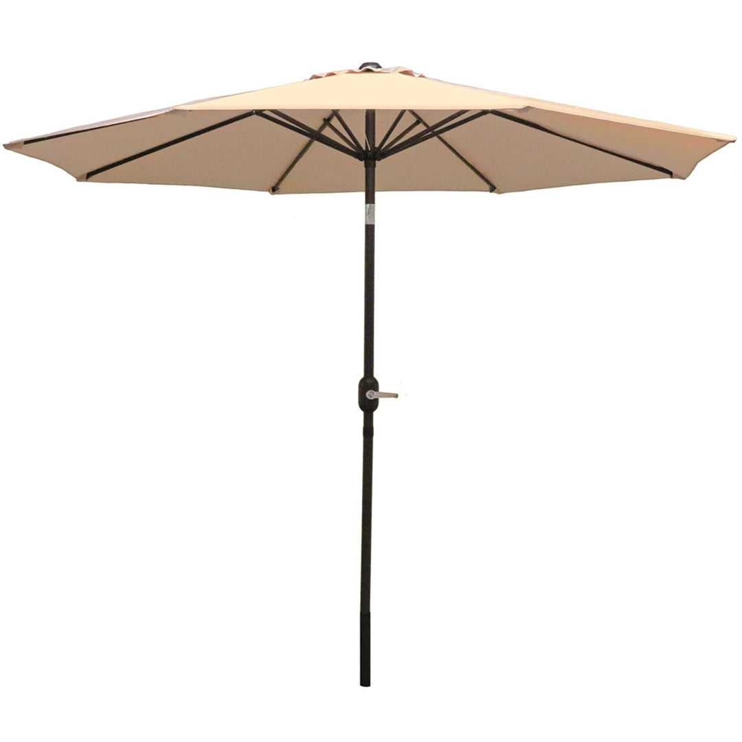 Sunnydaze 9 ft Aluminum Patio Umbrella with Tilt and Crank - Beige Image 1