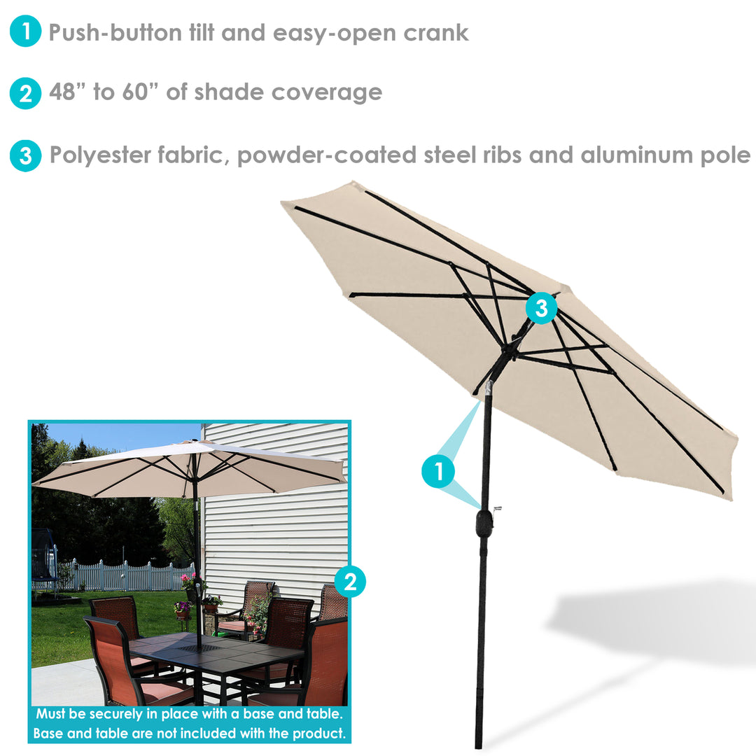 Sunnydaze 9 ft Aluminum Patio Umbrella with Tilt and Crank - Beige Image 4