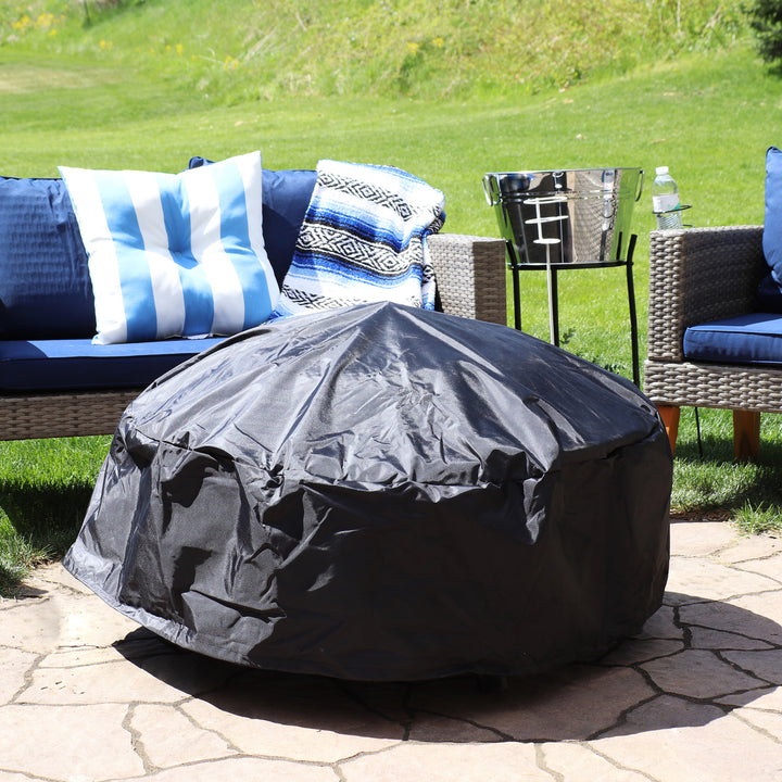 Sunnydaze 30 in Weather-Resistant PVC Round Fire Pit Cover - Black Image 4