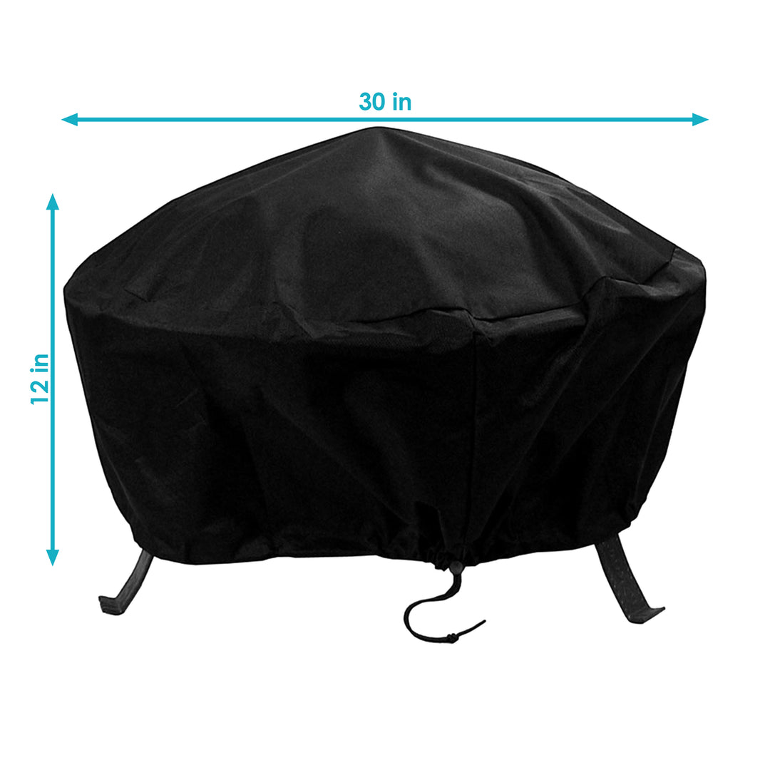 Sunnydaze 30 in Weather-Resistant PVC Round Fire Pit Cover - Black Image 3