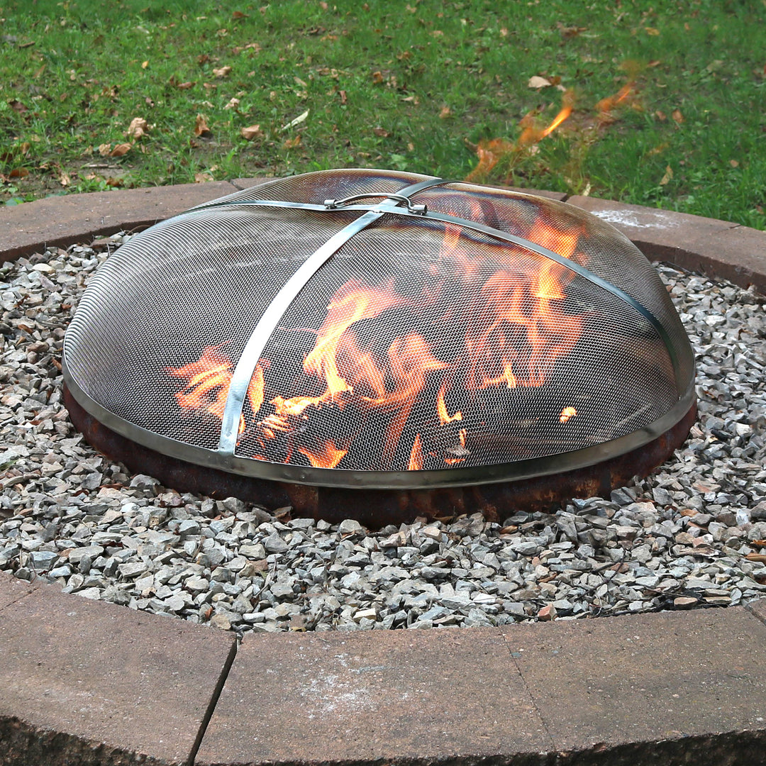 Sunnydaze 36 in Round Stainless Steel Fire Pit Spark Screen Image 4