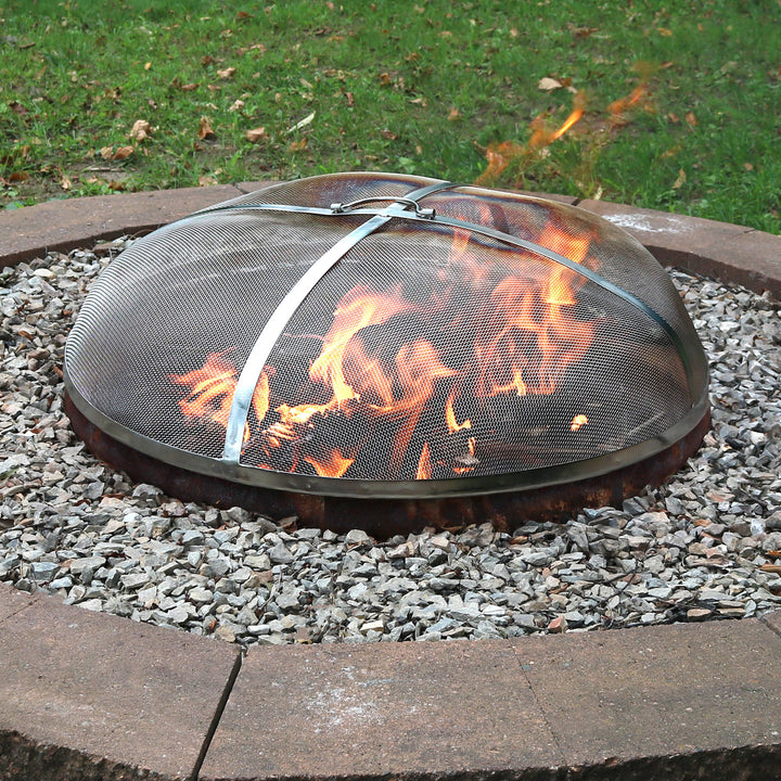 Sunnydaze 36 in Round Stainless Steel Fire Pit Spark Screen Image 4