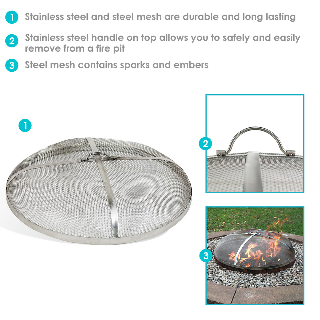 Sunnydaze 36 in Round Stainless Steel Fire Pit Spark Screen Image 2