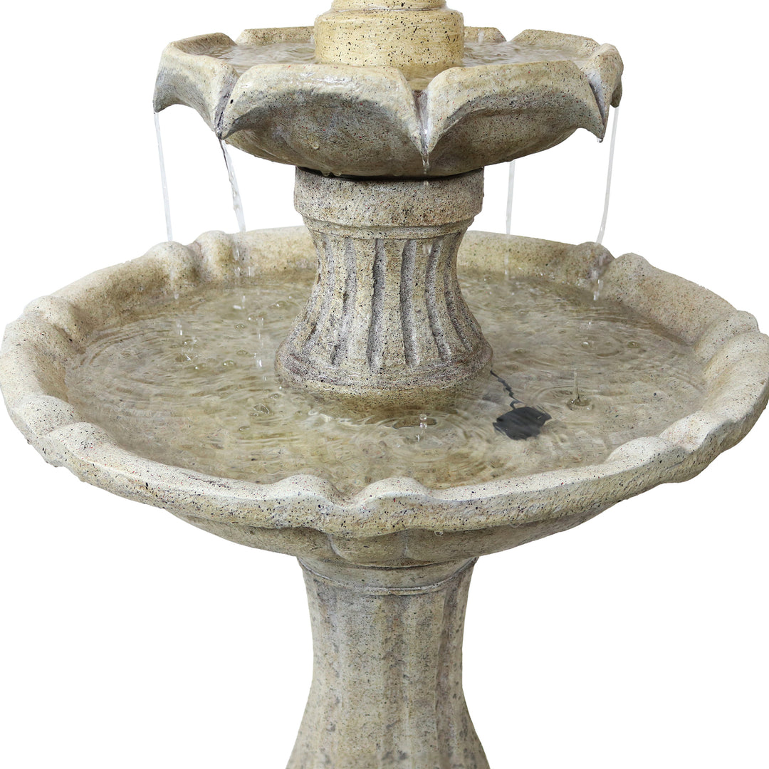 Sunnydaze Arcade Resin Outdoor 2-Tier Solar Fountain with Battery - Earth Image 9