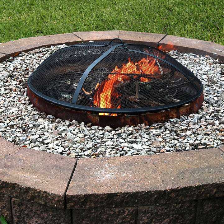 Sunnydaze 22 in Steel Round Fire Pit Spark Screen Image 4