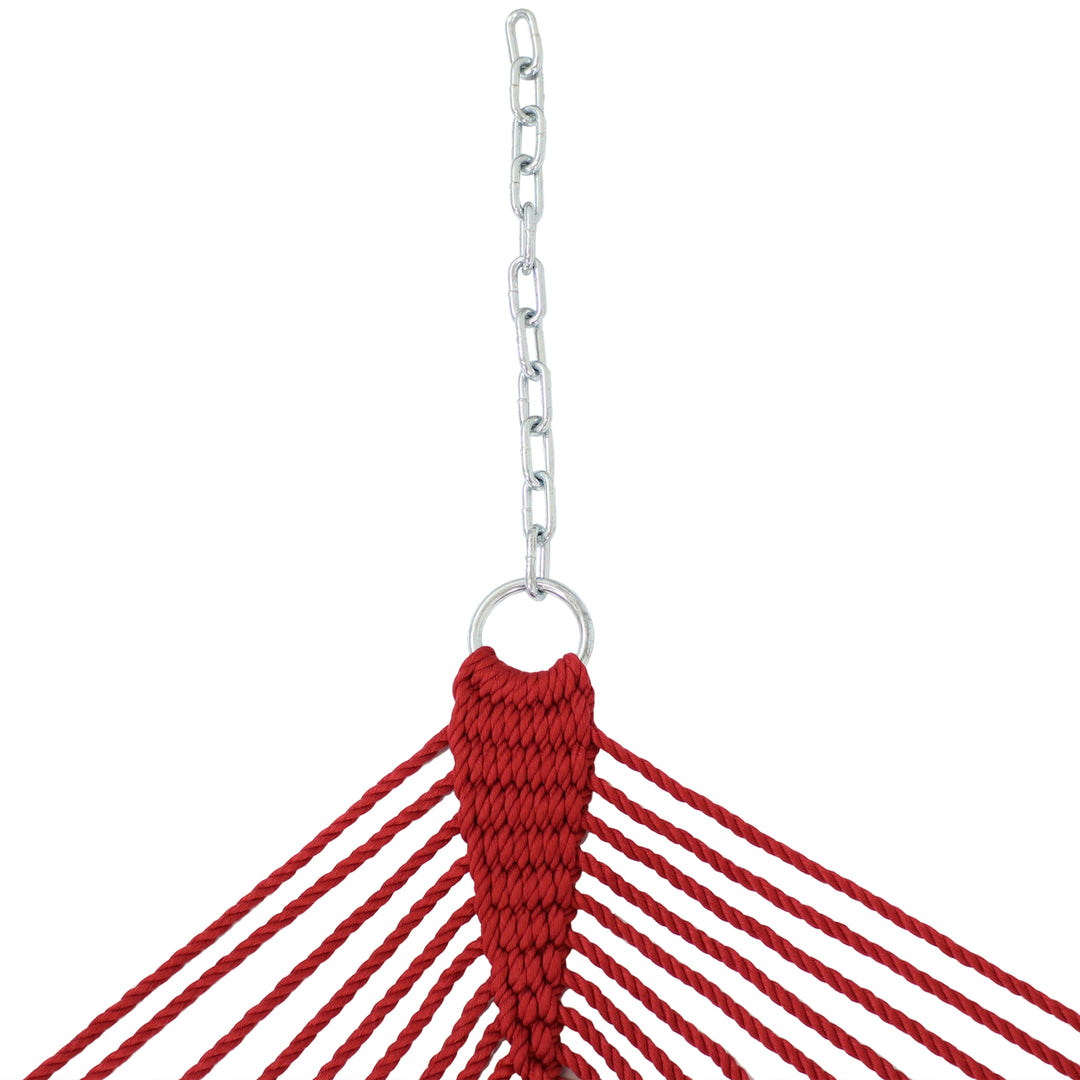 Sunnydaze 2-Person Polyester Rope Hammock with Spreader Bars - Red Image 6